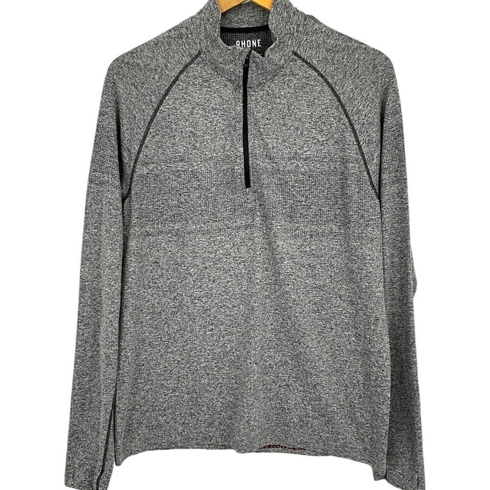RHONE Men's Gray Heather Quarter-Zip Long Sleeve Pullover